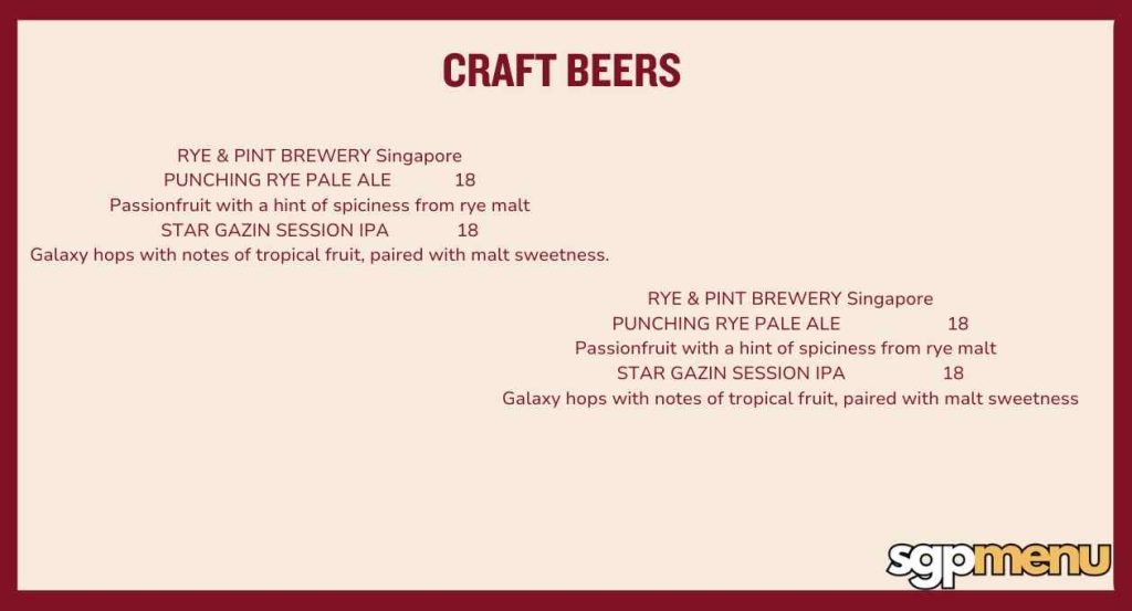 Cé La Vi Menu With Prices - Craft Beers