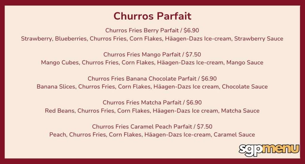 Monster Planet Singapore Menu - Churros Parfait