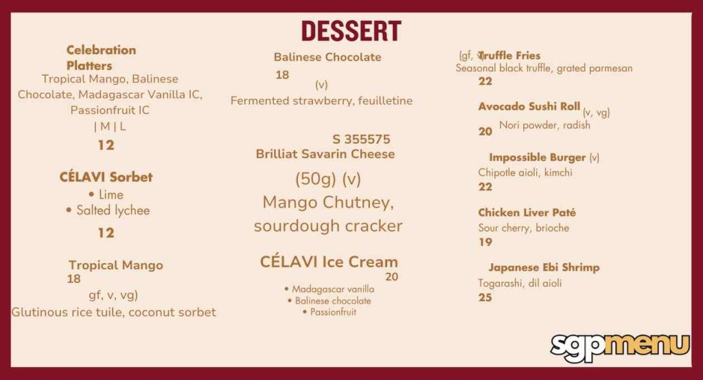 Ce Lavi Menu Prices - Dessert