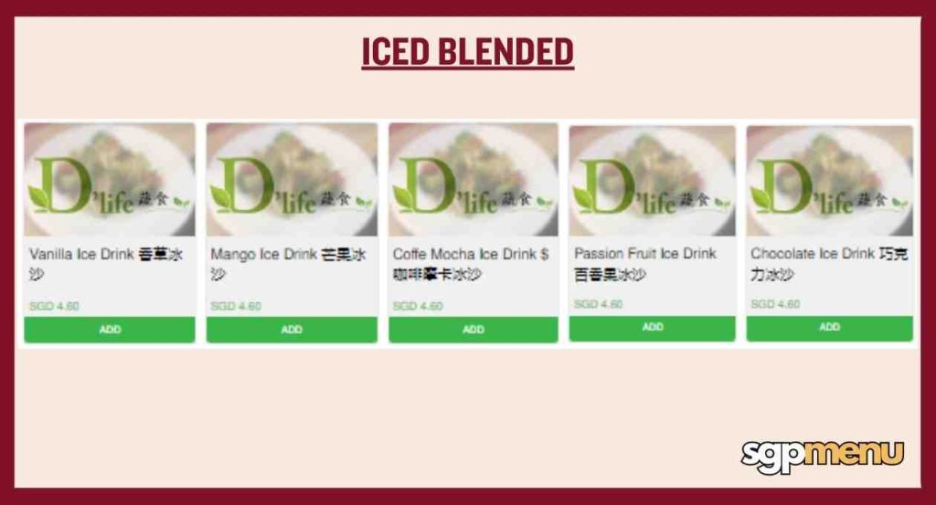 Ice Blended Menu