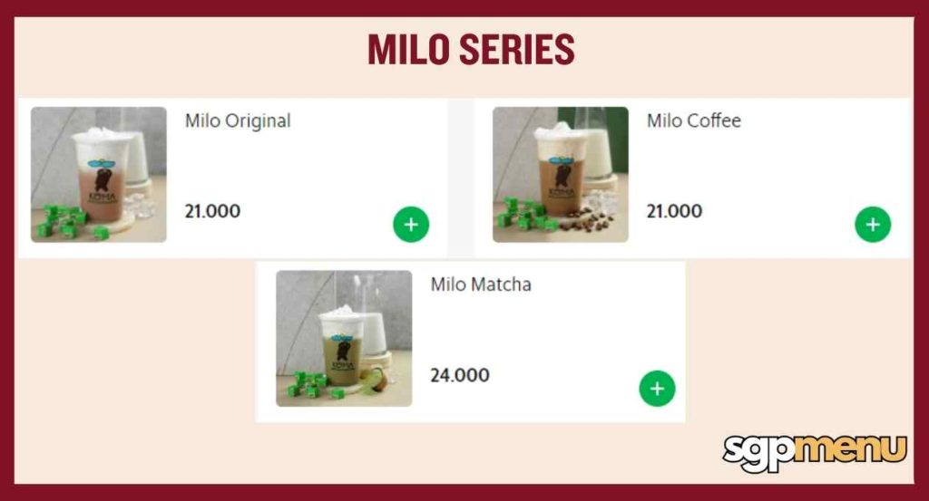 Koma Singapore Menu - Milo Series