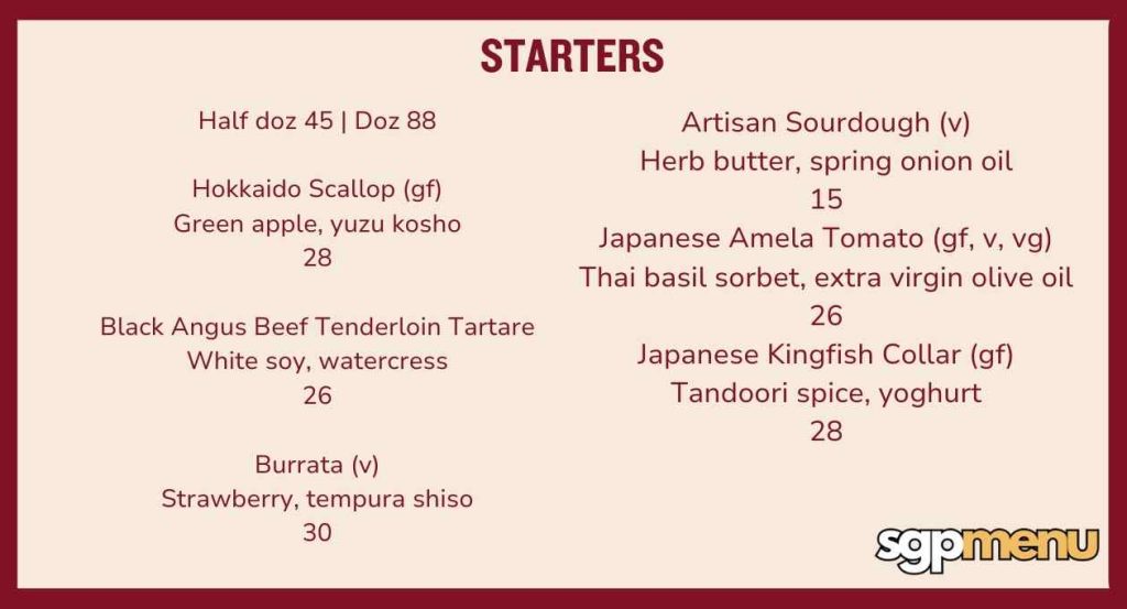 Ce Lavi SG Menu - Starters