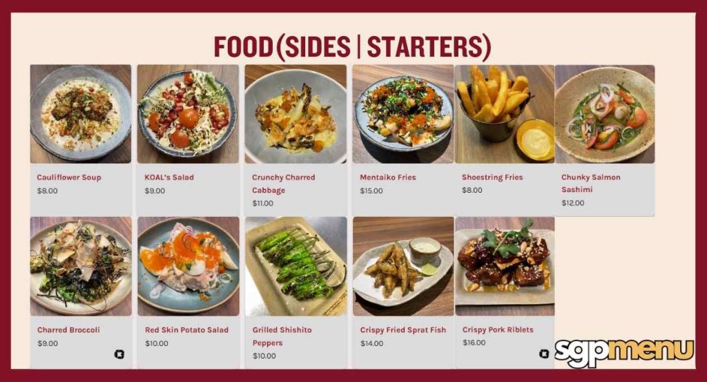 Koal Menu Singapore - Sides | Starters