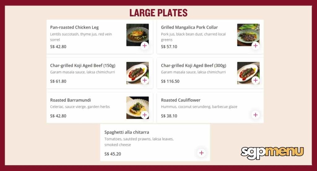 Open Farm Community Menu Price - Large Plates