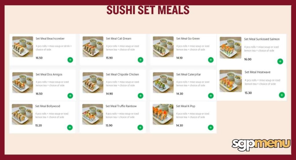 Rollie Ollie Menu - Sushi Set Meals