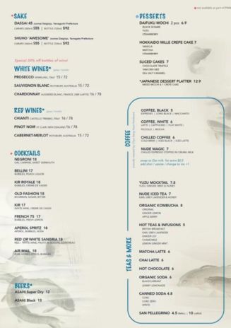 Nude Seafood Menu Price List