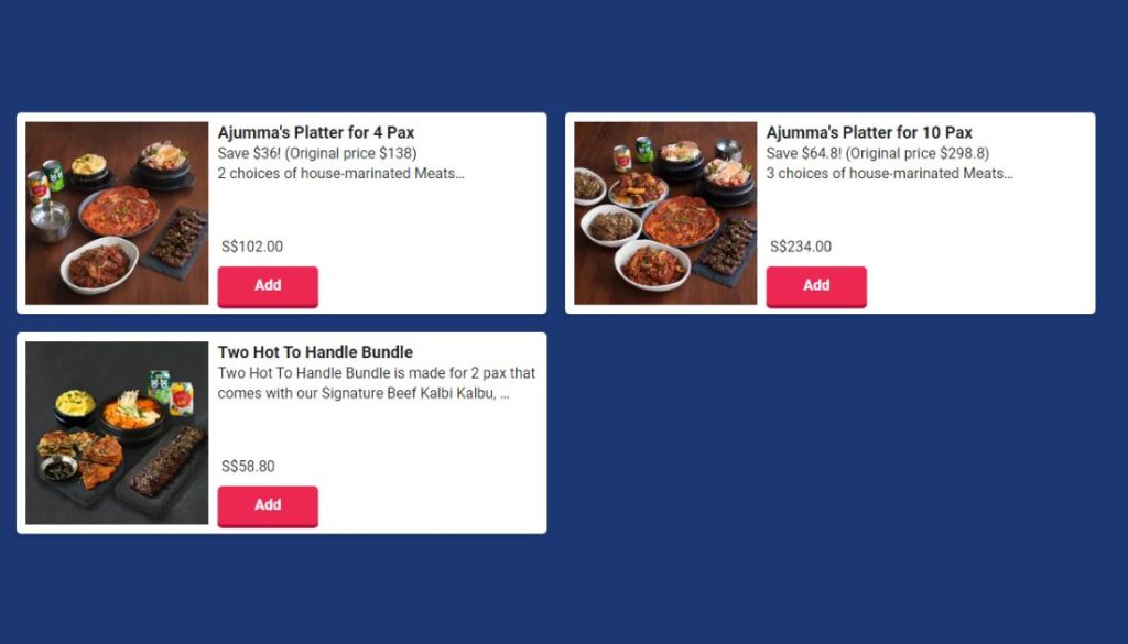 Ajummas Menu - Bundle Meals