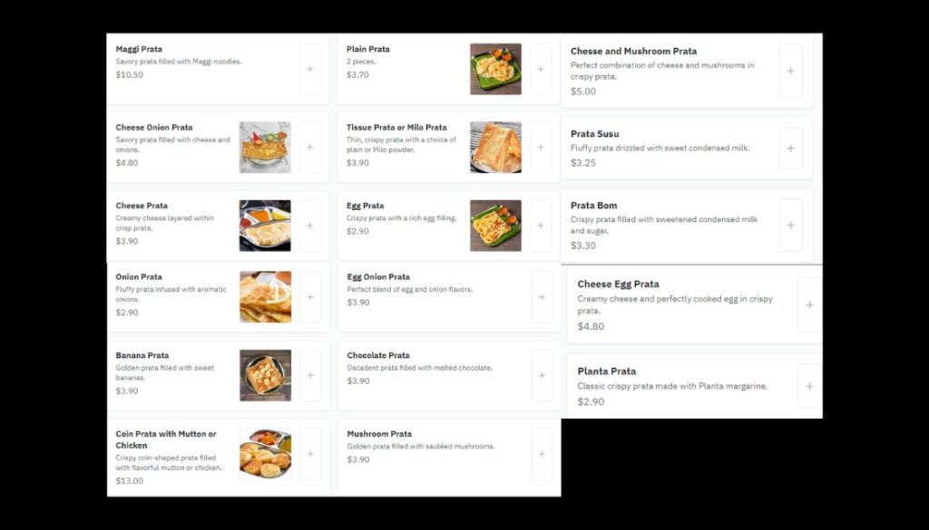 Al Falah Menu - Famous Prata Items