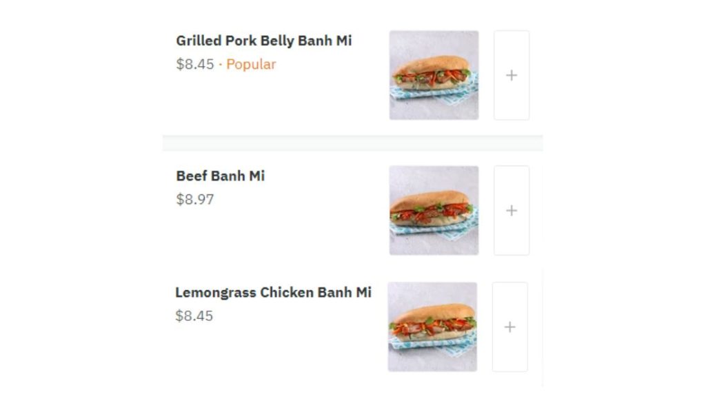 Pho Street Menu Prices - Banh Mi