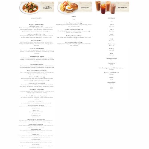 Hans Singapore Menu