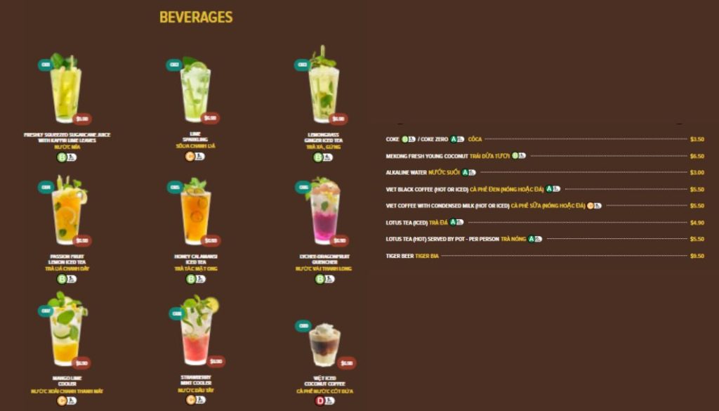 NamNam Restaurant Menu - Beverages