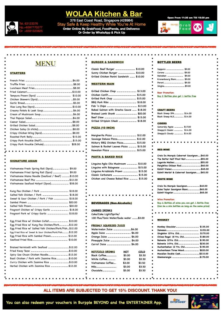 WOLAA Menu