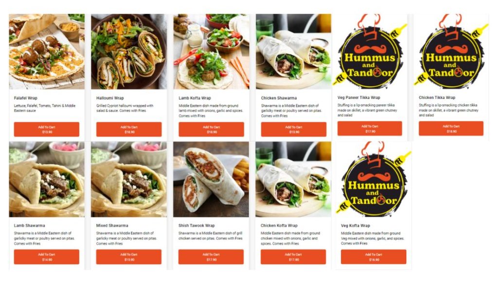 Menu Hummus and Tandoor - Wraps & Rolls